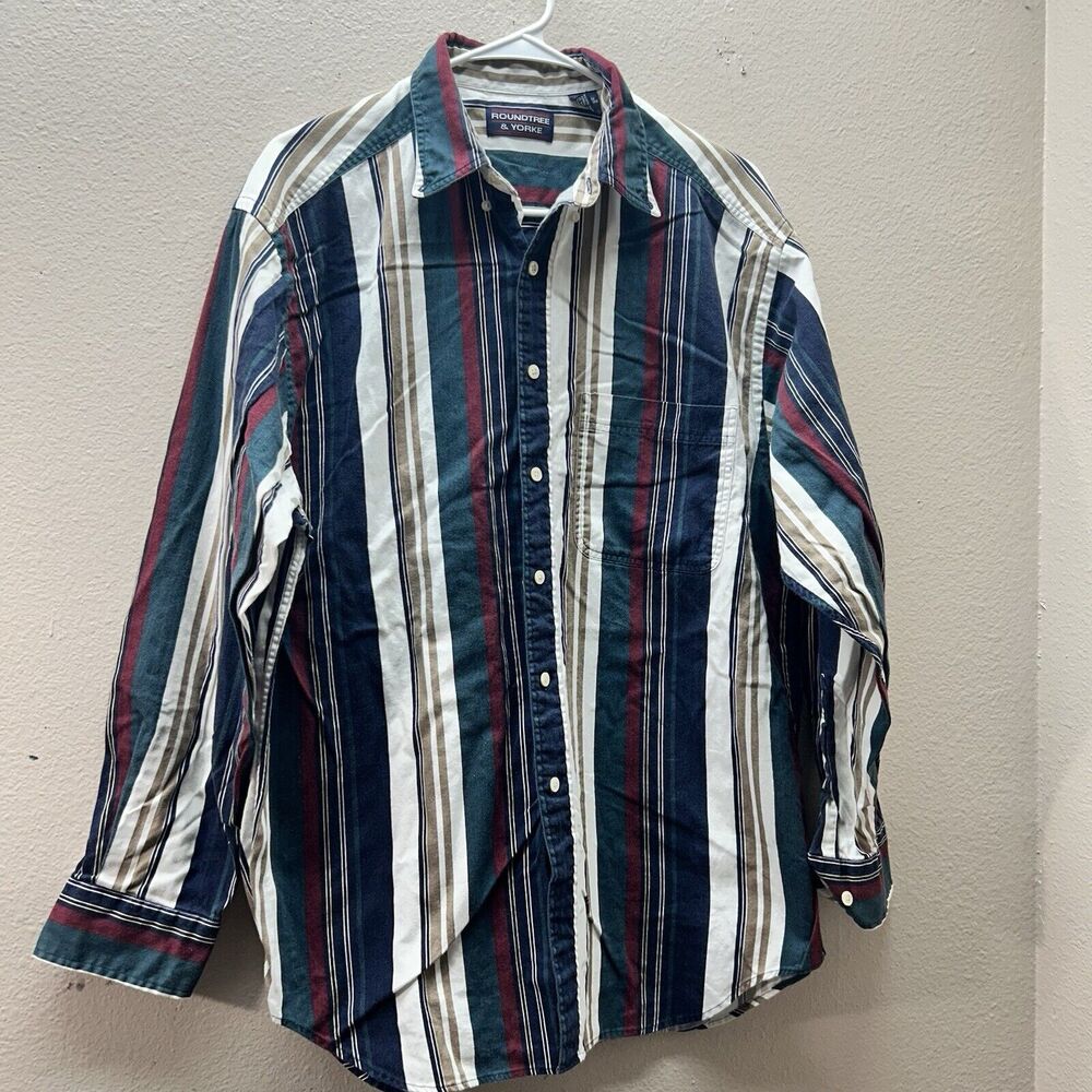 Roundtree & Yorke Varsity Rugby Shirt‎ Men’s M Long Sleeve 90s Striped Cotton